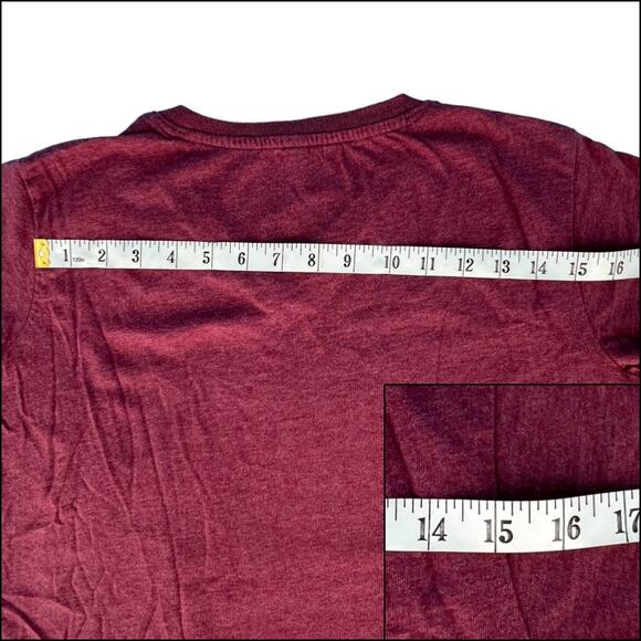 LAT Ladies V-Neck Short Sleeve Tee Shirt Top Ladies Size Large Burgundy - Picture 5 of 8